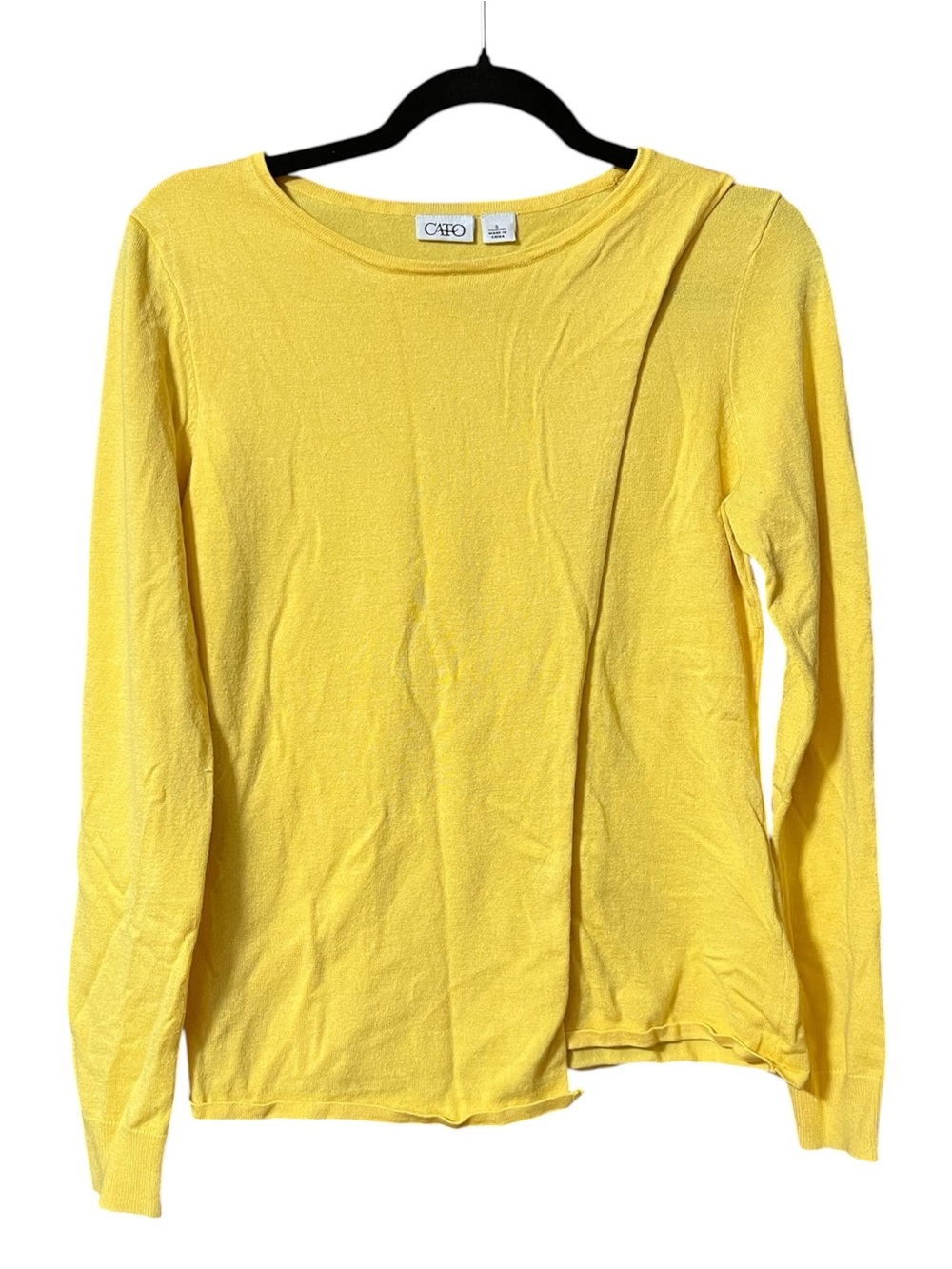 Cato Yellow Long Sleeve Crossover Crewneck Sweater Sz Small